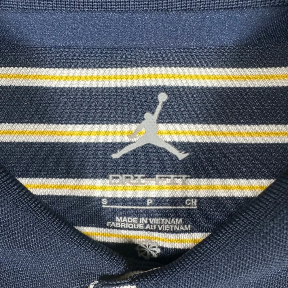 Michigan Wolverines Jordan Polo Shirt Mens S Navy NCAA Football Dri-FIT Striped